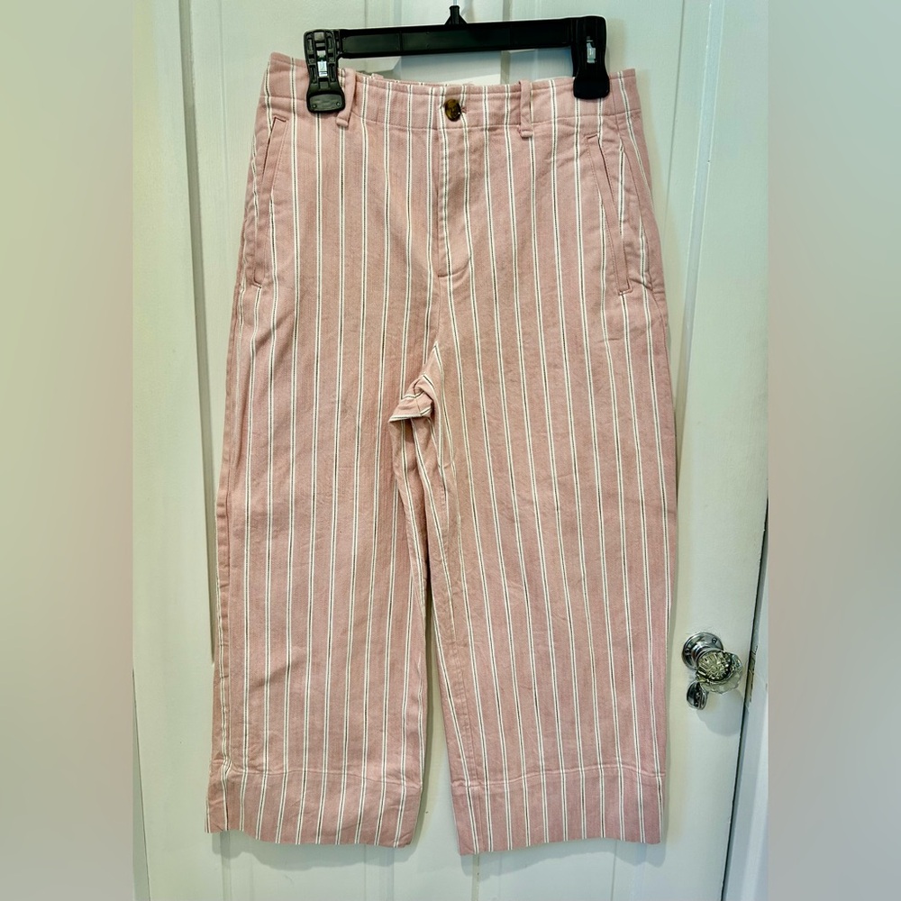 Banana Republic Pink and White High-Rise Pants